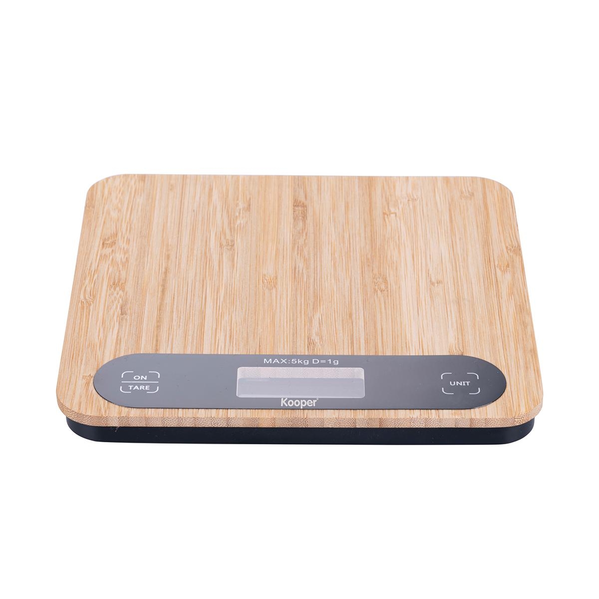 Báscula de cocina digital de bambú 20,5x20,5x2,75 cm Paxel Promoción