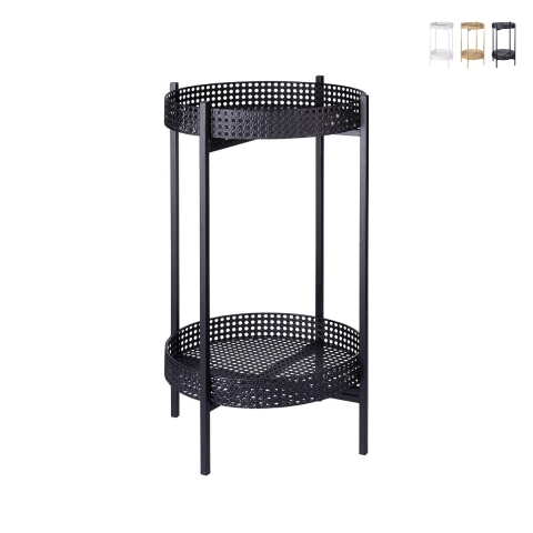 Mesa de hierro con 2 estantes de rejilla plegable Zinek Promoción