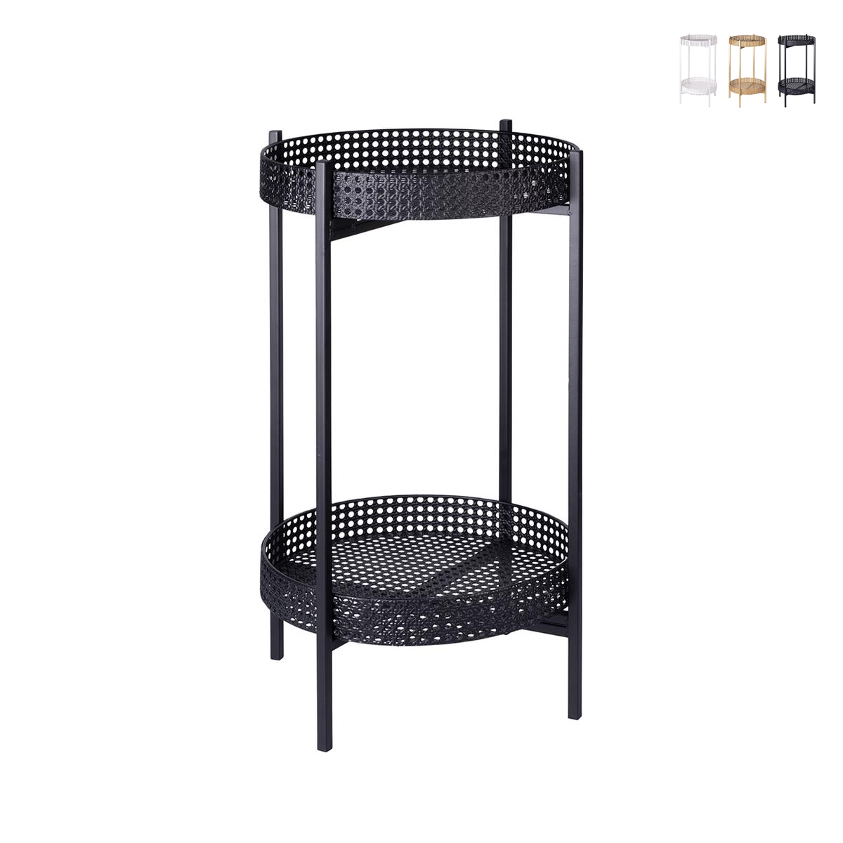 Mesa de hierro con 2 estantes de rejilla plegable Zinek Promoción Mesa de hierro con 2 estantes de rejilla plegable Zinek Promoción