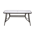 Mesa de exterior rectangular de acero al carbono con vidrio Oshra Venta