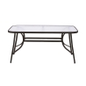 Mesa de exterior rectangular de acero al carbono con vidrio Oshra Venta