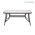 Mesa de exterior rectangular de acero al carbono con vidrio Oshra Promoción