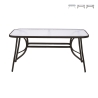 Mesa de exterior rectangular de acero al carbono con vidrio Oshra Promoción