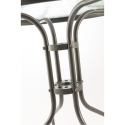 Mesa redonda de exterior 60 cm acero carbono y vidrio Lorea Stock