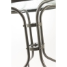 Mesa redonda de exterior 60 cm acero carbono y vidrio Lorea Stock