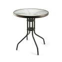 Mesa redonda de exterior 60 cm acero carbono y vidrio Lorea Catálogo