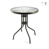 Mesa redonda de exterior 60 cm acero carbono y vidrio Lorea Promoción