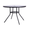 Mesa redonda de exterior 100 cm acero carbono y vidrio blanco Lorea Stock