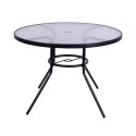 Mesa redonda de exterior 100 cm acero carbono y vidrio blanco Lorea Elección