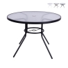 Mesa redonda de exterior 100 cm acero carbono y vidrio blanco Lorea Promoción