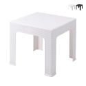Mesa baja de exterior 43x43 cm de plástico efecto ratán Zhorek Promoción
