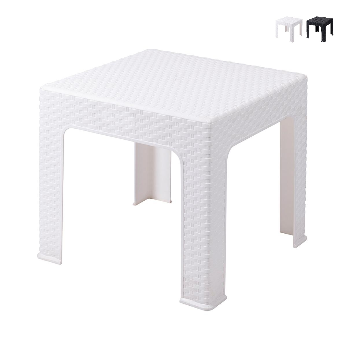 Mesa baja de exterior 43x43 cm de plástico efecto ratán Zhorek Promoción Mesa baja de exterior 43x43 cm de plástico efecto ratán Zhorek Promoción