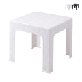 Mesa baja de exterior 43x43 cm de plástico efecto ratán Zhorek Promoción