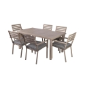 Mesa de jardín exterior + 6 sillas de aluminio con cojines Ibiza Promoción
