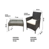 Conjunto de jardín en ratán con sofá, 2 sillones y mesa con tapa de vidrio Rodi Modelo