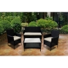 Conjunto de jardín en ratán con sofá, 2 sillones y mesa con tapa de vidrio Rodi Stock