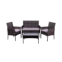 Conjunto de jardín en ratán con sofá, 2 sillones y mesa con tapa de vidrio Rodi Promoción