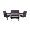 Conjunto de jardín en ratán con sofá, 2 sillones y mesa con tapa de vidrio Rodi Promoción