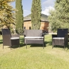 Conjunto de jardín en ratán con sofá, 2 sillones y mesa con tapa de vidrio Rodi Venta