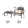 Sala de jardín exterior con sofá, 2 sillones y mesa de efecto madera Fij 