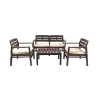 Sala de jardín exterior con sofá, 2 sillones y mesa de efecto madera Fij 