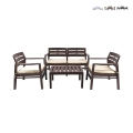 Sala de jardín exterior con sofá, 2 sillones y mesa de efecto madera Fij Promoción