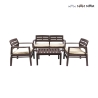 Sala de jardín exterior con sofá, 2 sillones y mesa de efecto madera Fij Promoción