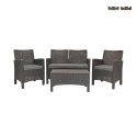 Conjunto de jardín sofá 2 plazas sillones mesa efecto ratán Malaga Promoción