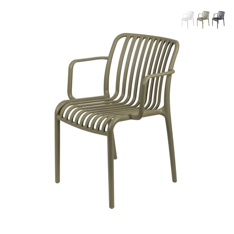Silla de exterior con reposabrazos diseño moderno apilable Lamua Promoción