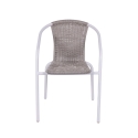 Silla de exterior trenzada con reposabrazos estructura de acero Tosai Venta