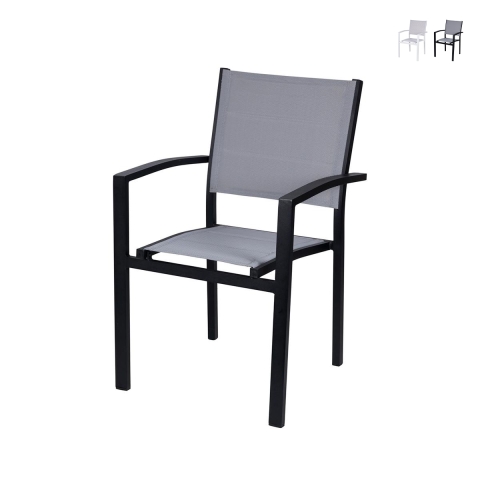 Silla de jardín exterior en aluminio con reposabrazos Tropea Promoción