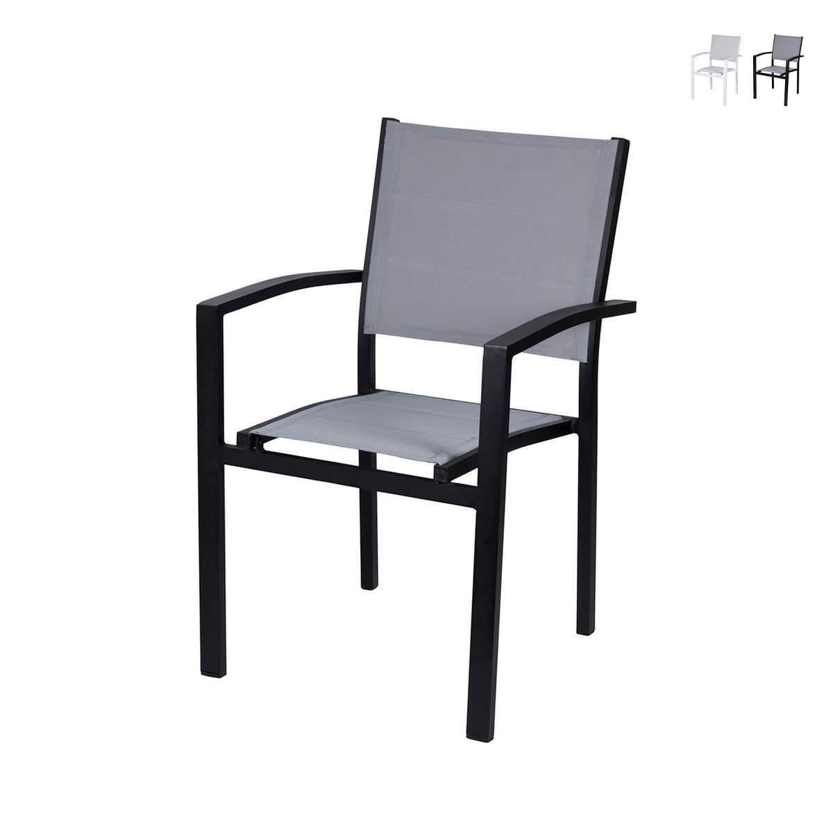 Silla de jardín exterior en aluminio con reposabrazos Tropea