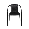 Silla de jardín exterior con reposabrazos trenzados negra Bravik Oferta