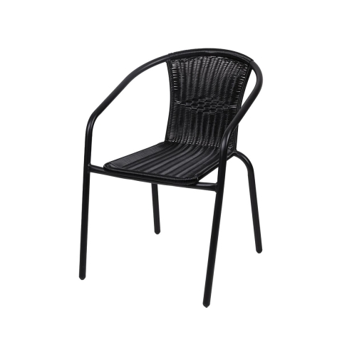 Silla de jardín exterior con reposabrazos trenzados negra Bravik Promoción