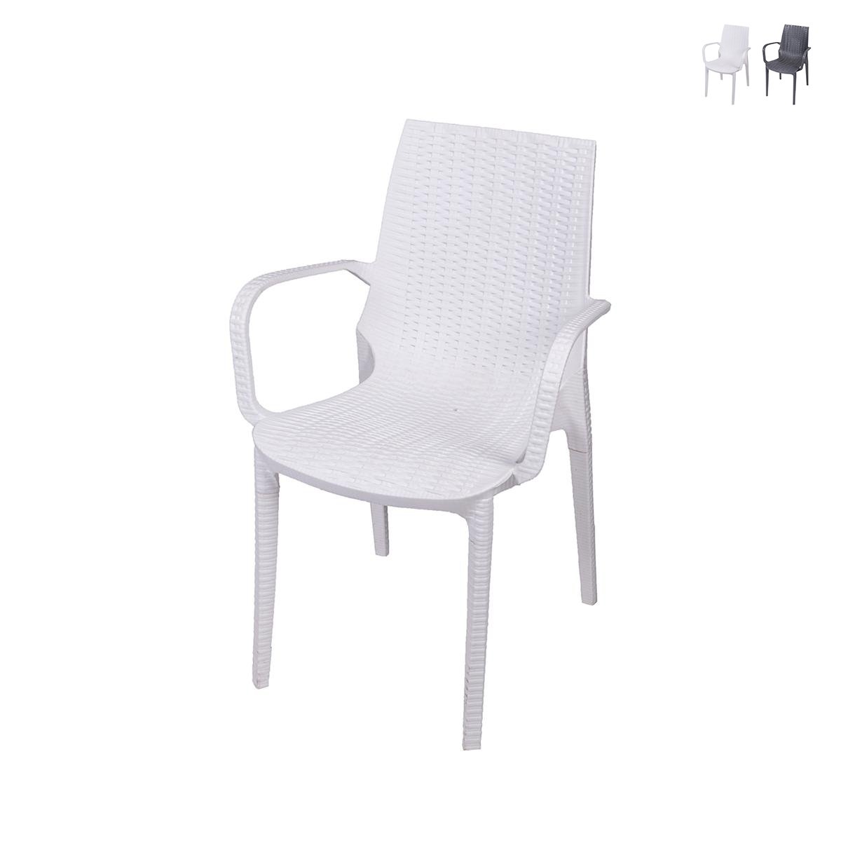 Silla de jardín en polipropileno efecto ratán con reposabrazos Paros Promoción Silla de jardín en polipropileno efecto ratán con reposabrazos Paros Promoción