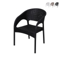 Silla de exterior con reposabrazos en polipropileno efecto ratán Zanzibar Promoción
