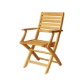 Silla plegable para interior y exterior con reposabrazos, madera de acacia Bali Promoción