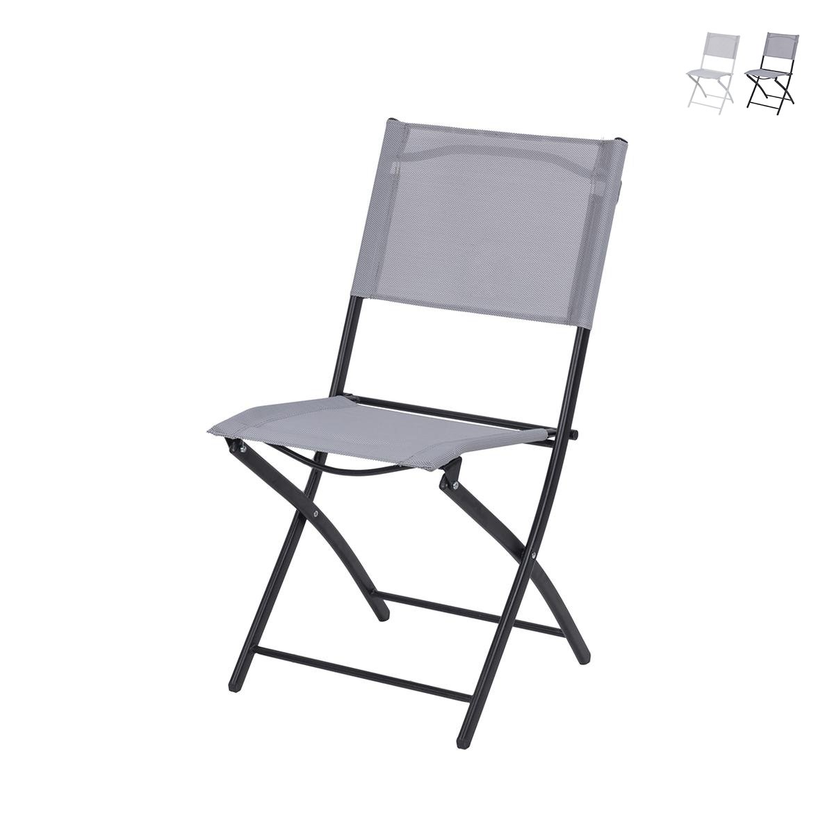 Silla plegable de exterior con estructura de hierro y poliéster PVC Maratea Promoción Silla plegable de exterior con estructura de hierro y poliéster PVC Maratea Promoción