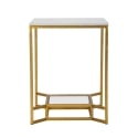 Mesa de café de metal dorado con superficie de mármol 47x47x60 Double Marble Oferta