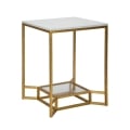 Mesa de café de metal dorado con superficie de mármol 47x47x60 Double Marble Promoción