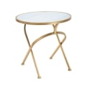 Mesa auxiliar redonda de metal dorado con tablero de mármol 50x50,5 Mat Promoción
