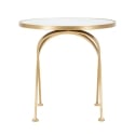 Mesa auxiliar redonda de metal dorado con tablero de mármol 50x50,5 Mat Rebajas
