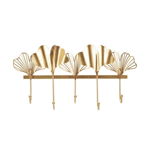 Perchero de pared metálico con 5 ganchos 26,3x49,5x6 cm Leaves Promoción