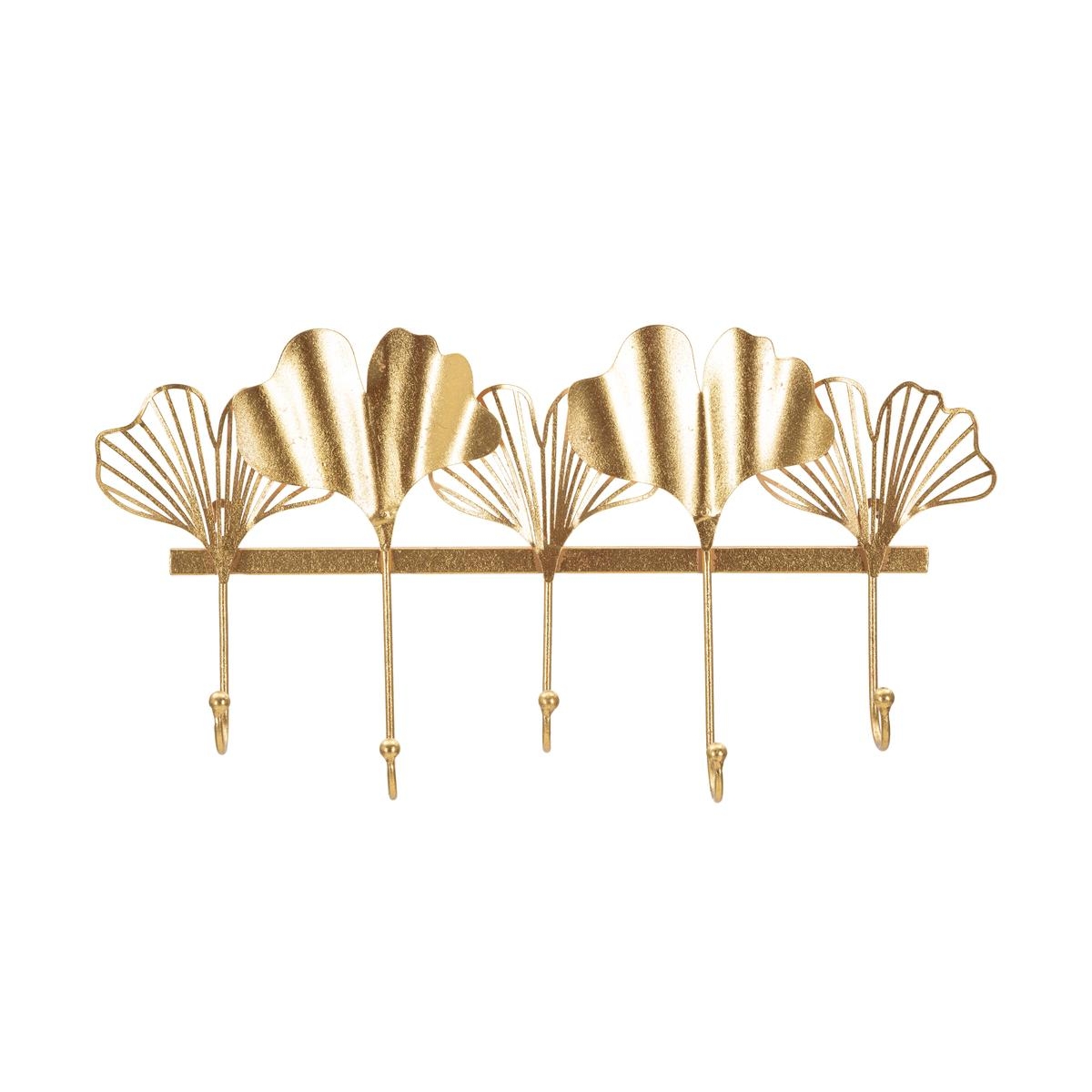 Perchero de pared metálico con 5 ganchos 26,3x49,5x6 cm Leaves