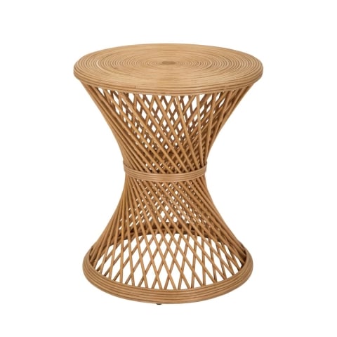 Mesa baja redonda de ratán 56x48x48cm estilo boho chic Teyra Promoción