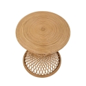 Mesa baja redonda de ratán 56x48x48cm estilo boho chic Teyra Oferta