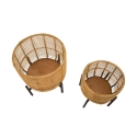 Set de 2 portamacetas redondos de ratán con soporte de metal negro Zeyok Oferta
