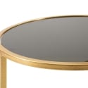 Mesa de café de metal dorado con 2 estantes de vidrio ahumado Mohana Descueto
