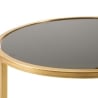 Mesa de café de metal dorado con 2 estantes de vidrio ahumado Mohana Descueto