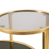 Mesa de café de metal dorado con 2 estantes de vidrio ahumado Mohana Catálogo